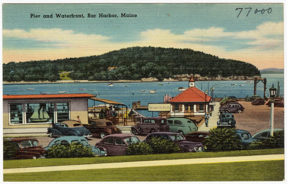 Bar Harbor waterfront with the Porcupine Islands beyond