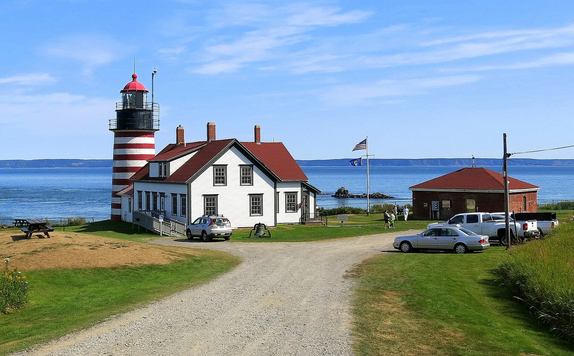 West Quoddy Head Lighthouse in Lubec, Maine, with its distinctive red and white stripes